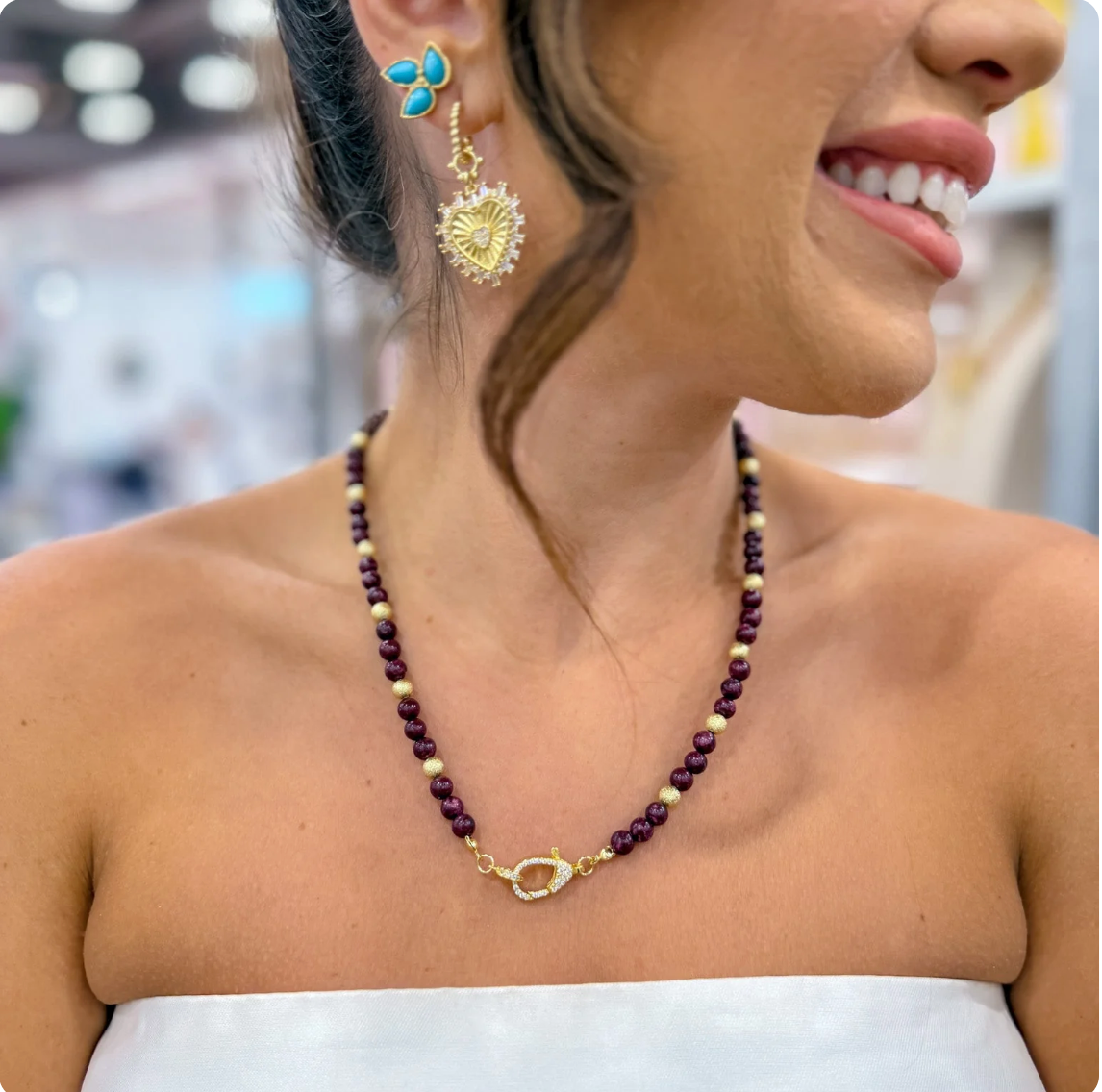 Just the Girl Gemstone Beaded Necklace with Lobster Claw