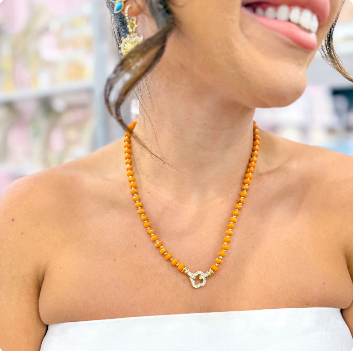 Just What You Need Beaded Gemstone Necklace