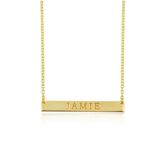 Water Resistant Custom Single Bar Nameplate Necklace