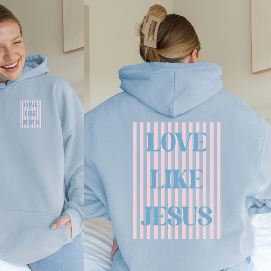 Love Like Jesus Striped Graphic Hoodie