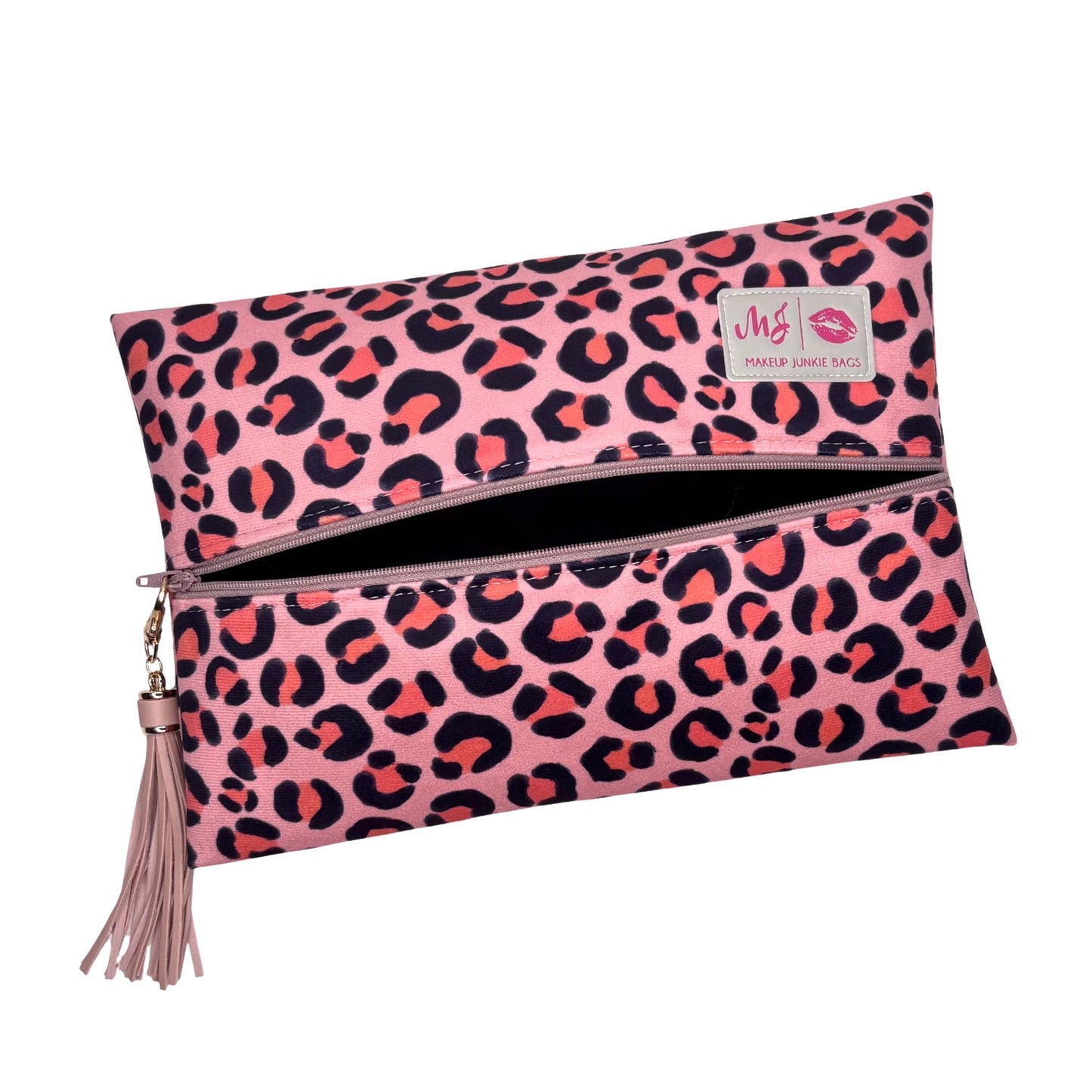 Coral Leopard Makeup Junkie Bag