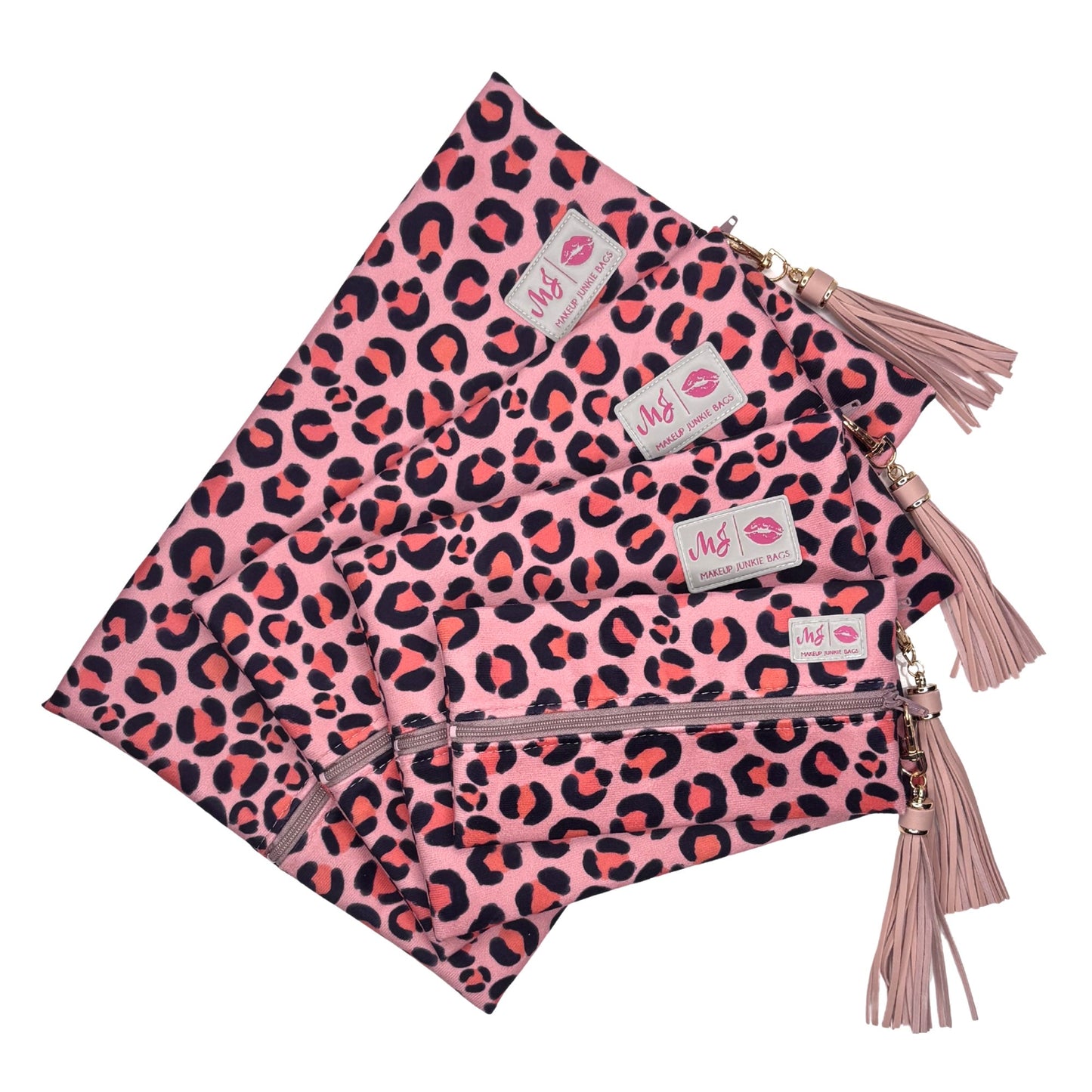 Coral Leopard Makeup Junkie Bag