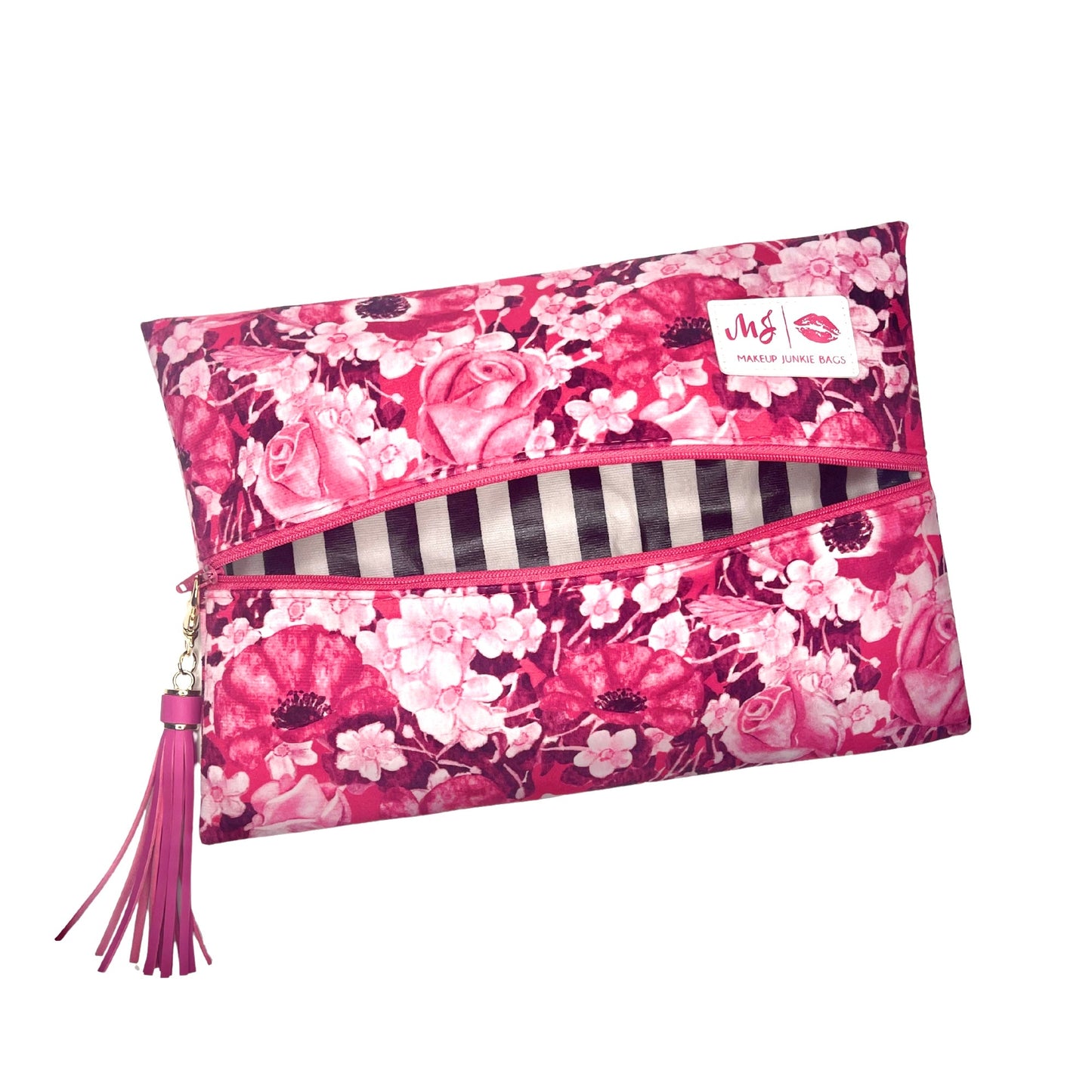 Petals and Pinstripes Makeup Junkie Bags