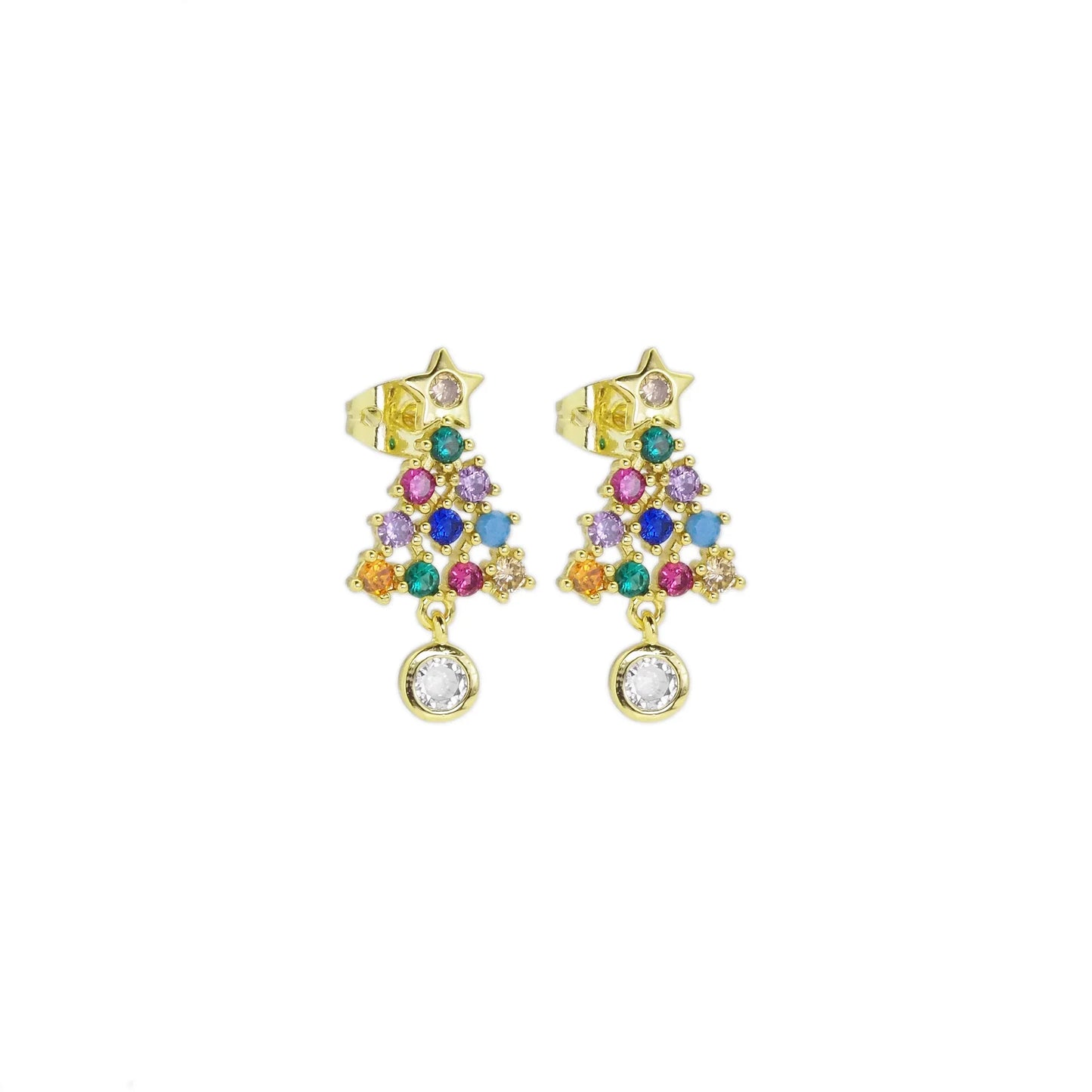 Multicolor CZ Tree Stud