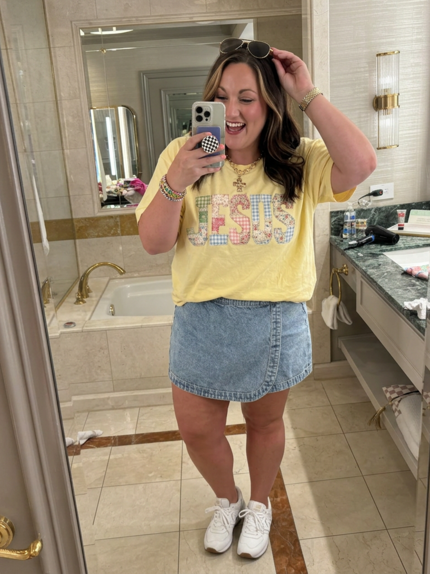 Faux Patchwork Jesus Comfort Colors Tee