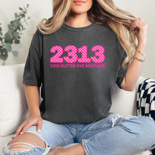 2313 Glitter Ave Checker Comfort Colors Tee