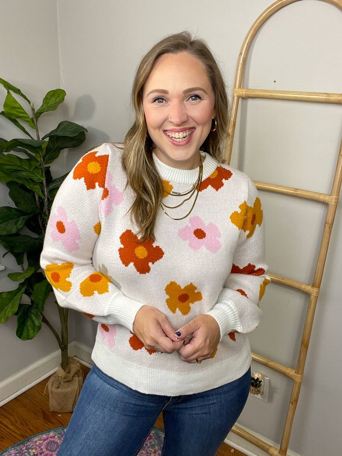 Falling Flowers Floral Sweater