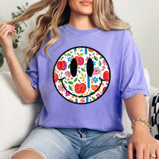 Teacher Smiley Comfort Colors Tee