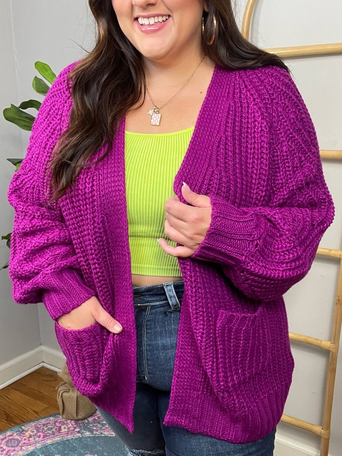 Maybe Monday Cardigan in Berry