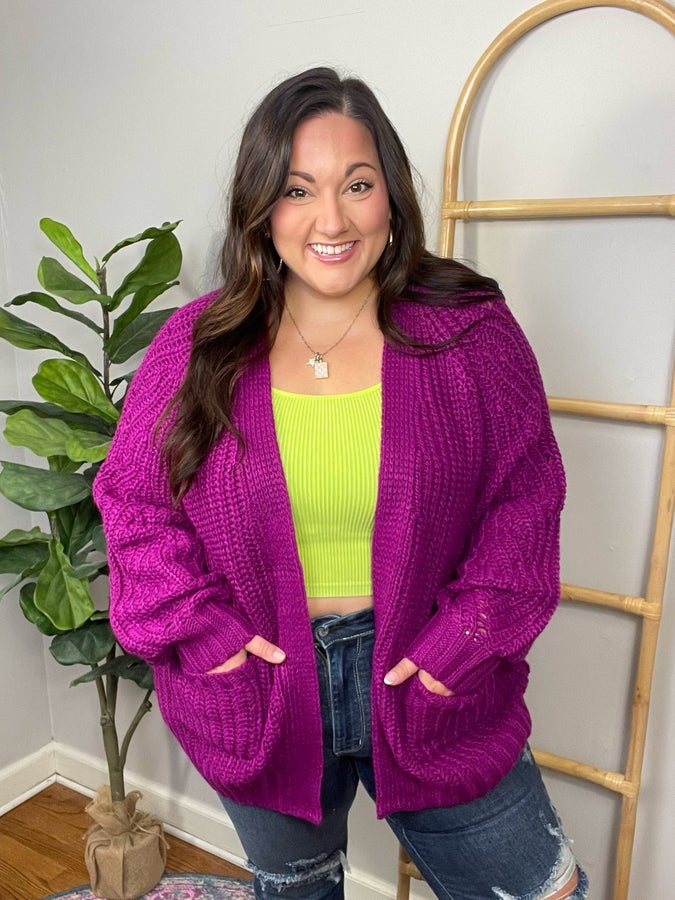 Maybe Monday Cardigan in Berry