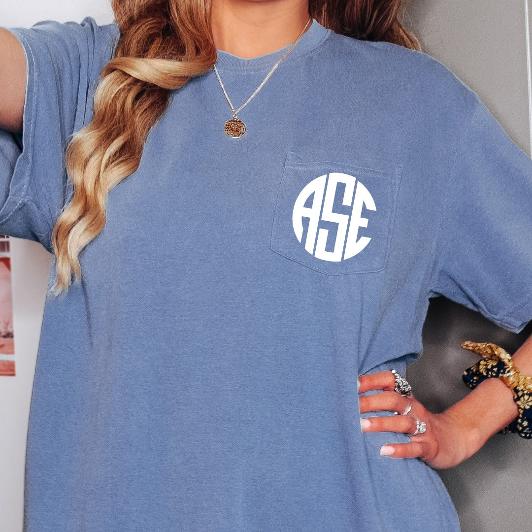 CIRCLE Monogram Comfort Colors Pocket Tee