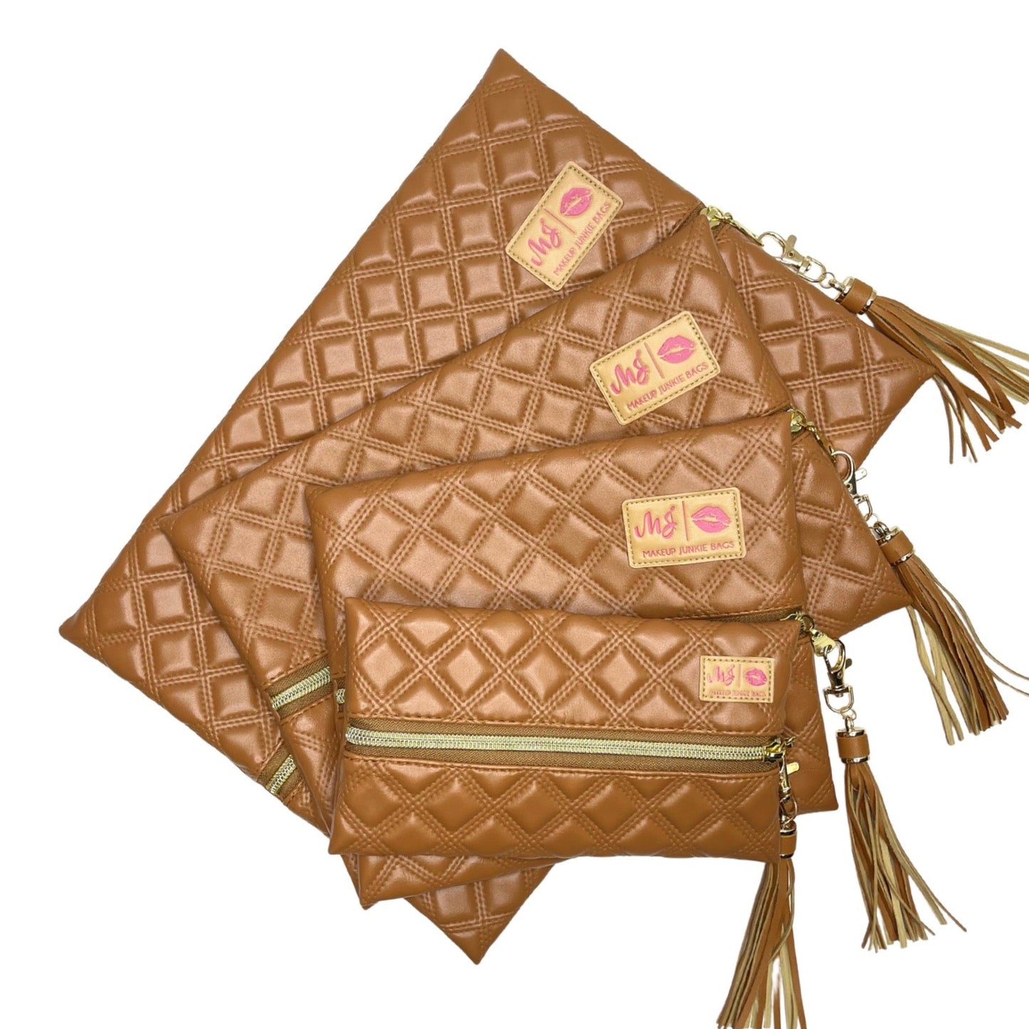 Heirloom Cognac Makeup Junkie Bags