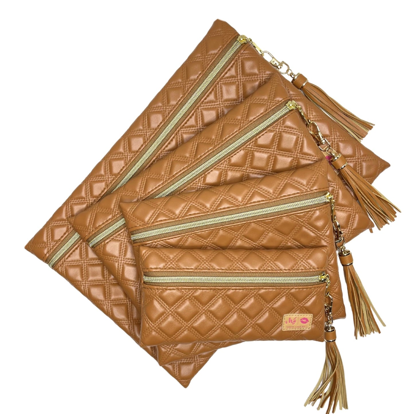 Heirloom Cognac Makeup Junkie Bags