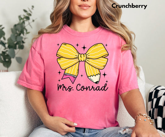 Bow Pencil Customized Comfort Colors Tee