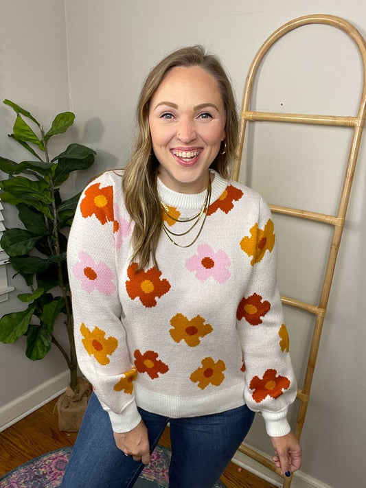 Falling Flowers Floral Sweater