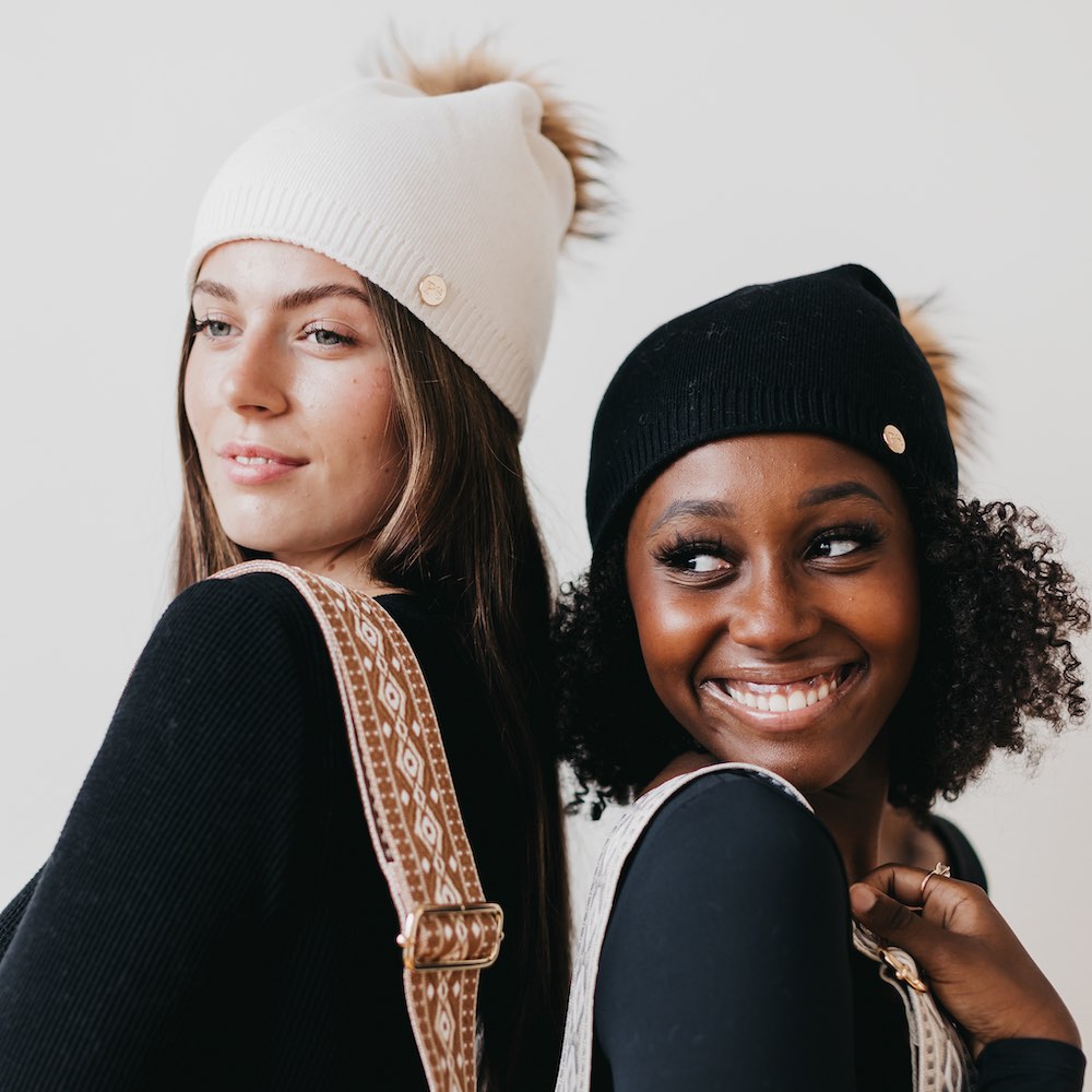 Fine Knit Fur Pom Slouchy Beanie Wholesale
