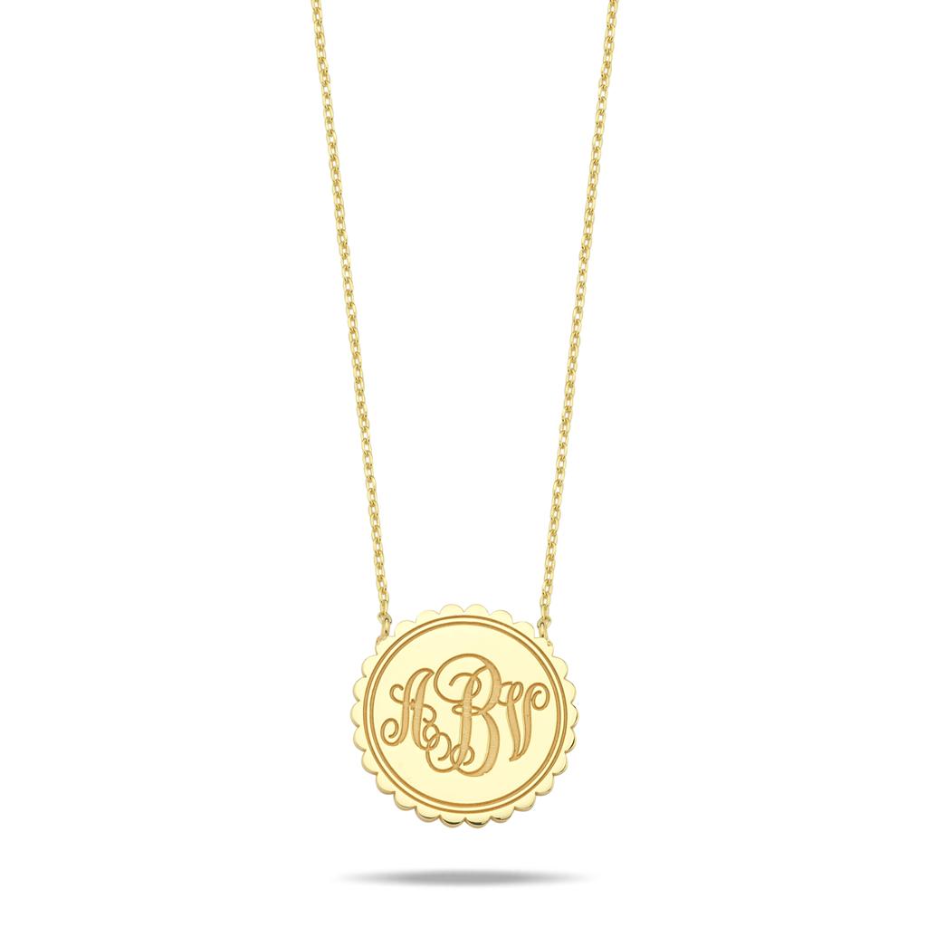 Custom WR Monogram Pendant Coin in Script