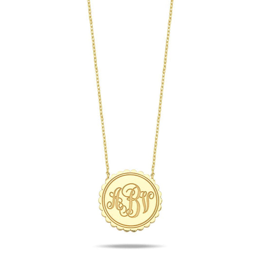 Custom WR Monogram Pendant Coin in Script