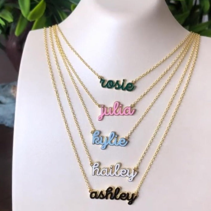 Custom Cursive Enamel Necklace - Wholesale JEWELRY The Sis Kiss