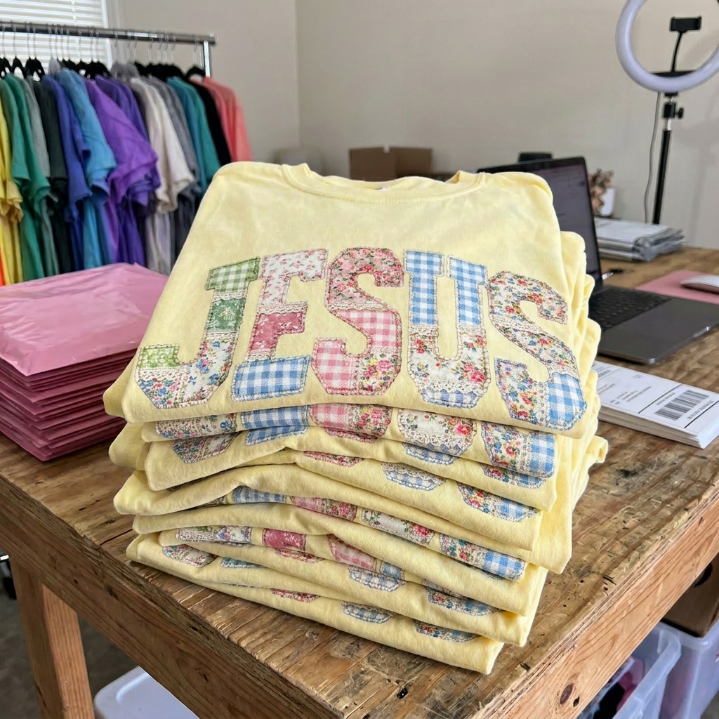 Faux Patchwork Jesus Comfort Colors Tee