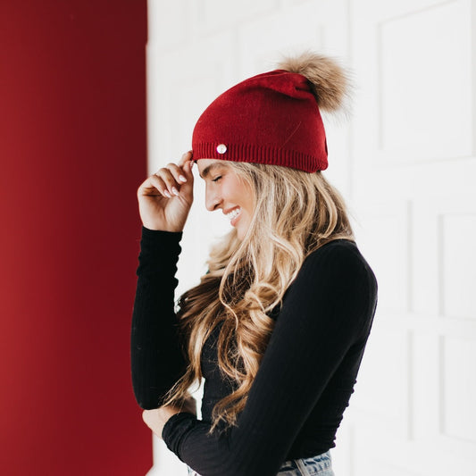 Fine Knit Fur Pom Slouchy Beanie Wholesale-Beanie-Pretty Simple
