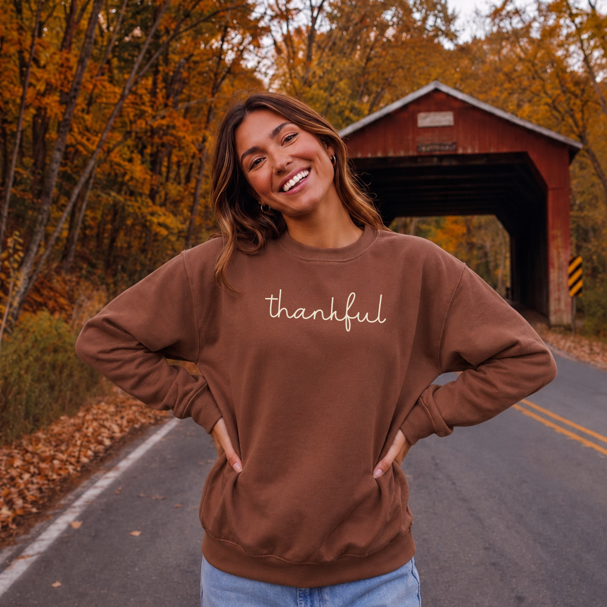 Thankful Script Crewneck Sweatshirt