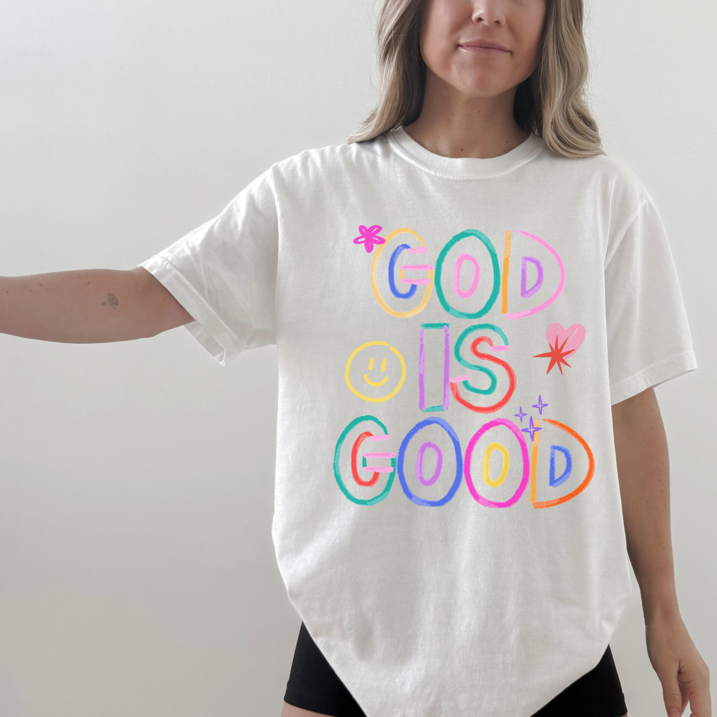 God Is Good Colorful Graphic Tee – Faith Based Christian Shirt